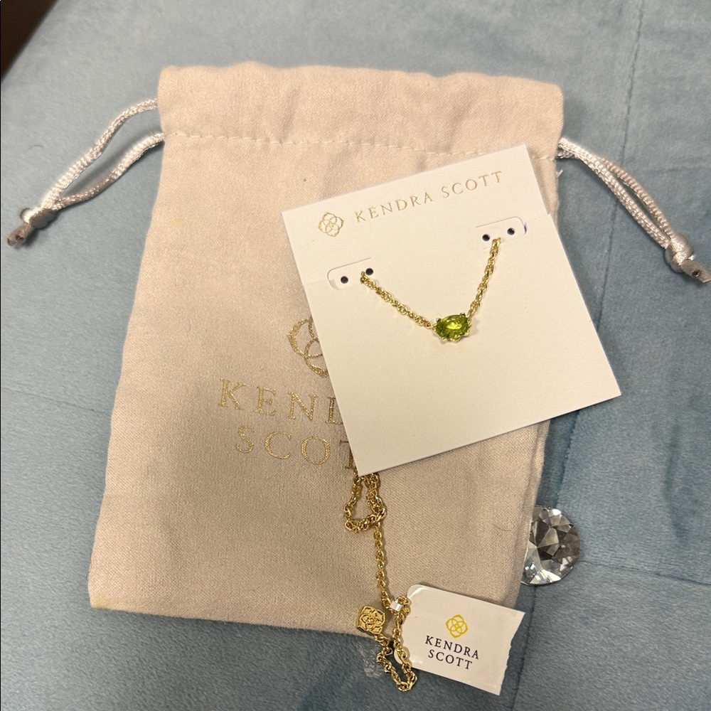 Kendra Scott Gold Necklace with Lime Accent
